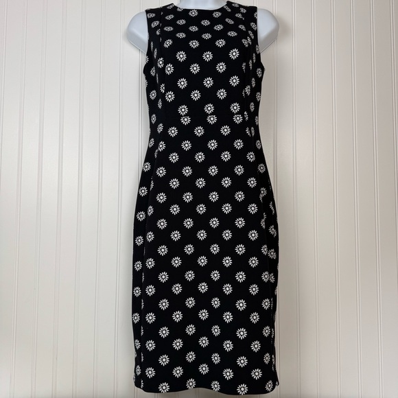 Calvin Klein Dress Womens 2 Black Daisy Midi 
Sleeveless Exposed Zipper - Picture 1 of 13